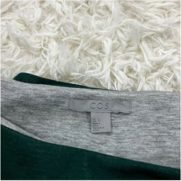 COS Please Back Tunic Top Dark Forest Green with Gray Interior Small EUC - Picture 6 of 8